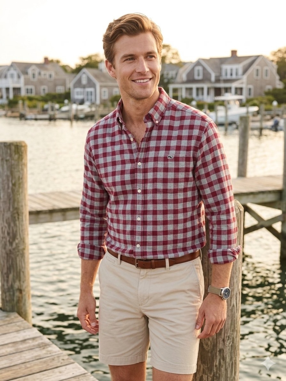 Vineyard Vines Slim Fit Whale Shirt 100% Cotton Plaid Button-Down Shirt (M)